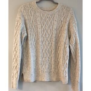 J Crew Woman Thick Cable Knit Winter Spring Sweater Pullover Grey Hue Small